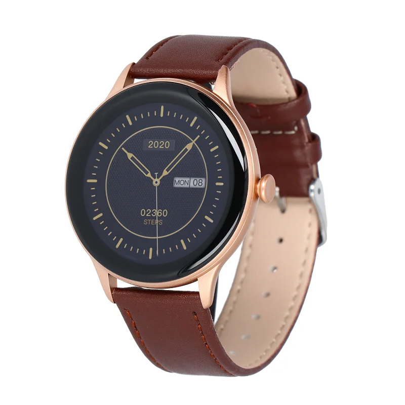 Φωτογραφία προϊόντος: Smartwatch Maxcom FW48 Vanad Satin IP67 200mAh με 1.32” AMOLED Ecoleather Band Gold Satin