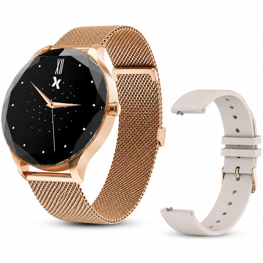 Φωτογραφία προϊόντος: Maxcom Smartwatch FW52 Diamond 1.06" 150mAh IP67 με Έξτρα Λουράκι και Δυνατότητα Ειδοποιήσεων Χρυσό