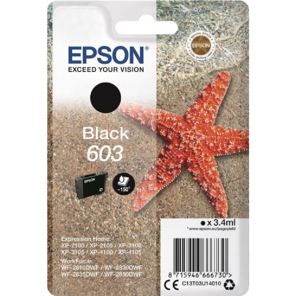 Φωτογραφία προϊόντος: ΜΕΛΑΝΙ ΕΚΤΥΠΩΤΗ EPSON 603 (C13T03U14010) BLACK, για WF-2850DWF / WF-2835DWF / WF-2830DWF / WF-2810D