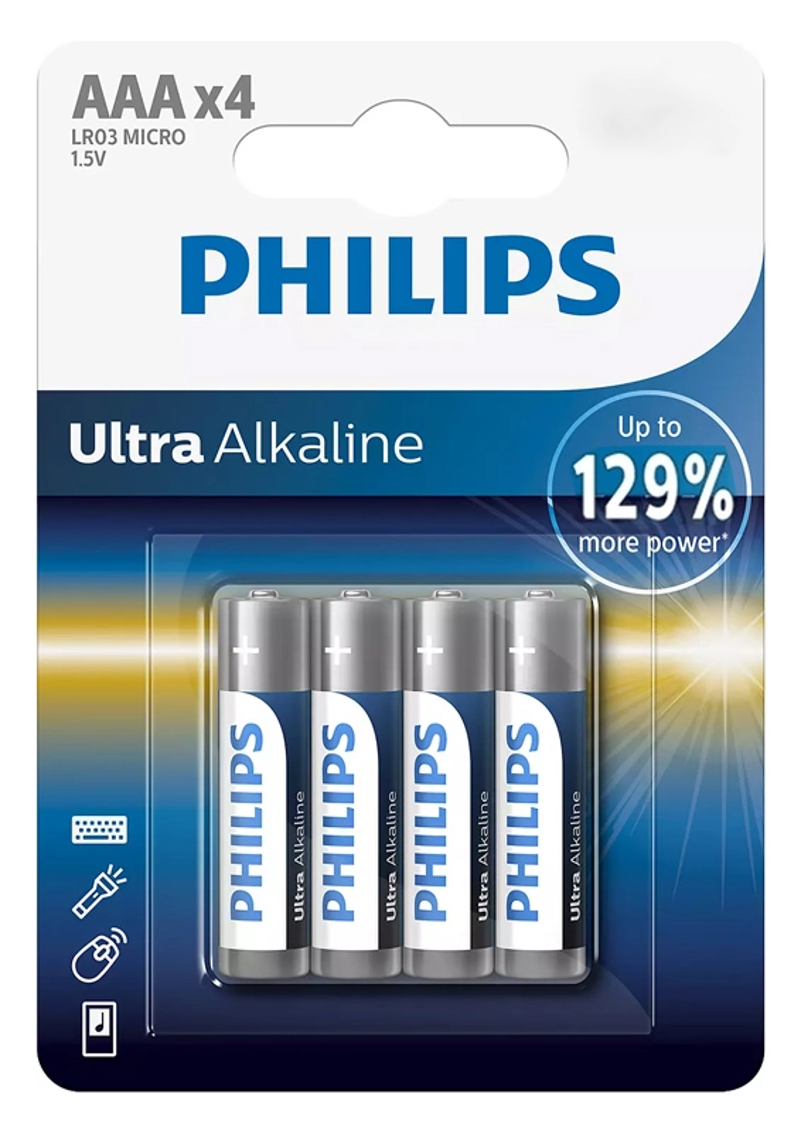 Φωτογραφία προϊόντος: PHILIPS LR03E4B/10 Ultra (Αλκαλικές Μπαταρίες Υψηλής Απόδοσης AAA 4τμχ)