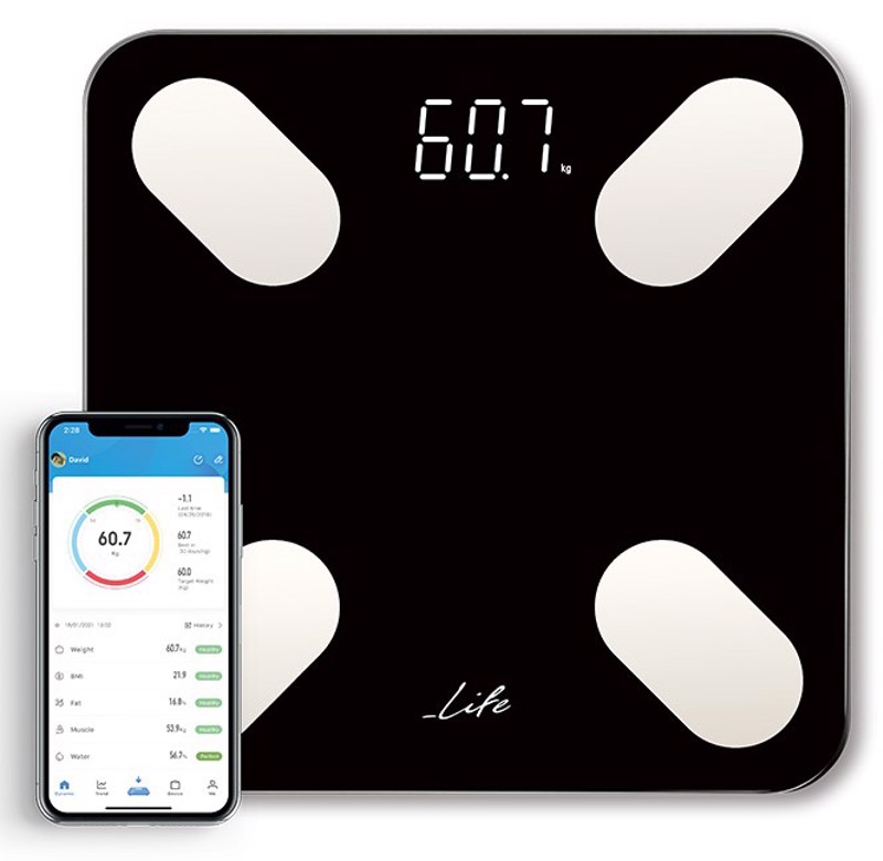 Φωτογραφία προϊόντος: Life Petite Smartweight BT 221-0219 (Ζυγαριά Μπάνιου με Λιπομετρητή & Bluetooth Έως 180kg)