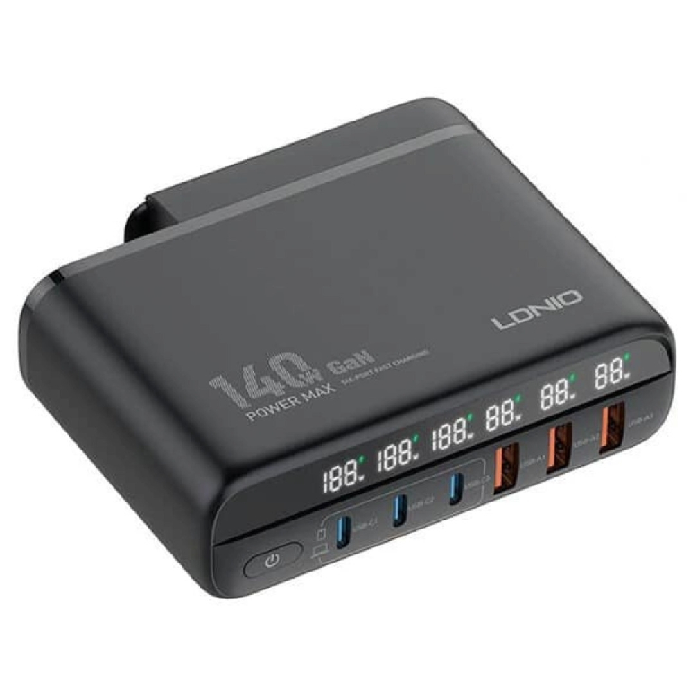 Φωτογραφία προϊόντος: ΦΟΡΤΙΣΤΗΣ LDNIO A6140C 140W GAN 3xUSB-A & 3xUSB-C Μαύρος
