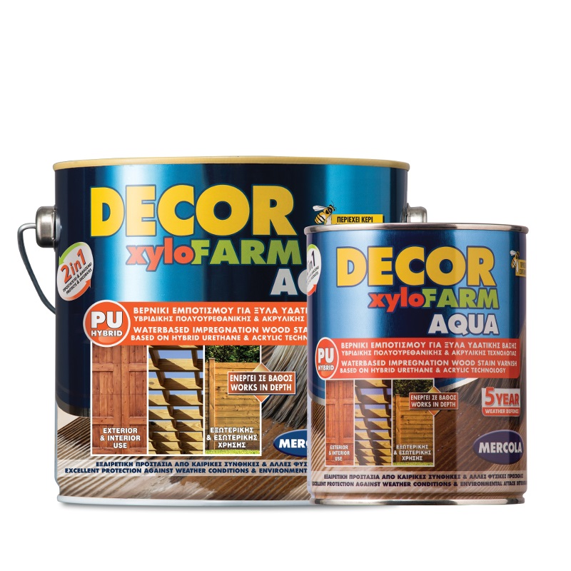 Φωτογραφία προϊόντος: MERCOLA DECOR XYLOFARM AQUA Προστατευτικό Βερνίκι Εμποτισμού Ξύλου Ορεγκον Σατινέ 750ml
