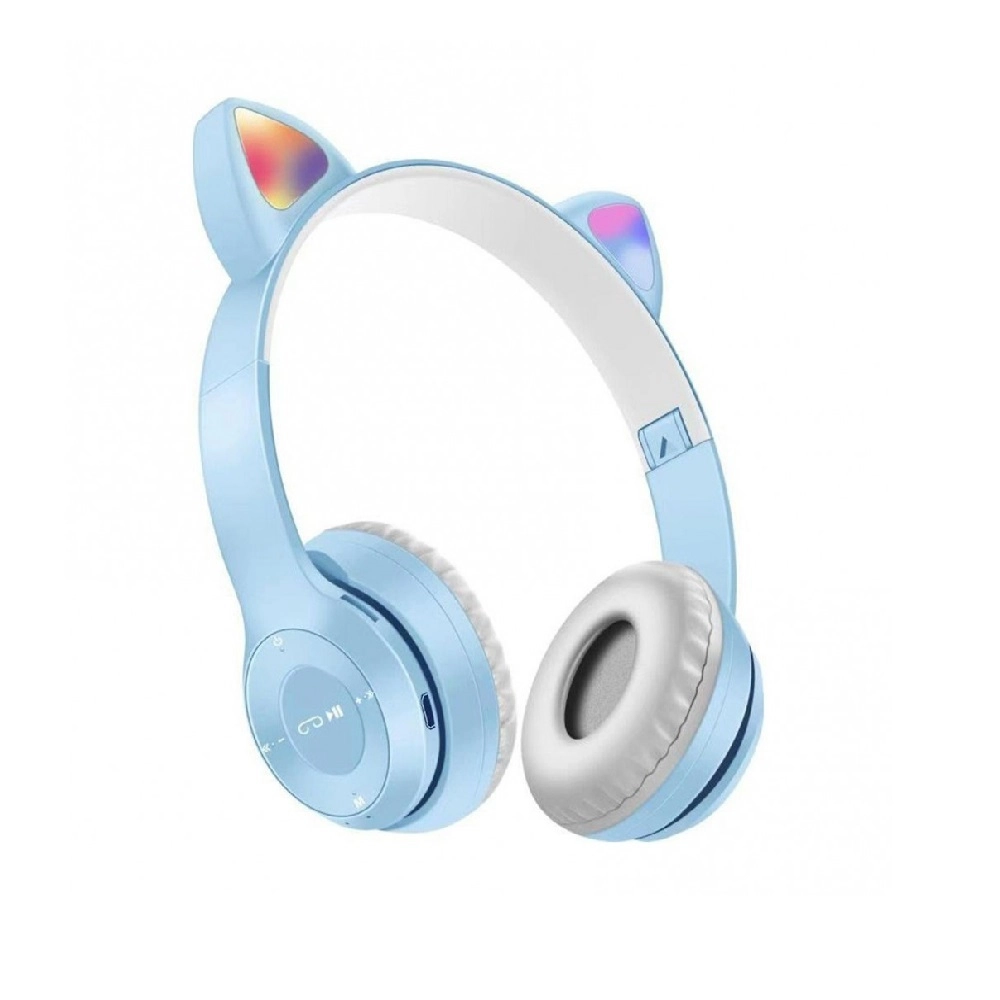 Φωτογραφία προϊόντος: Cat ears ασύρματα/ενσύρματα ακουστικά on ear P47M Γαλάζιο (OEM)