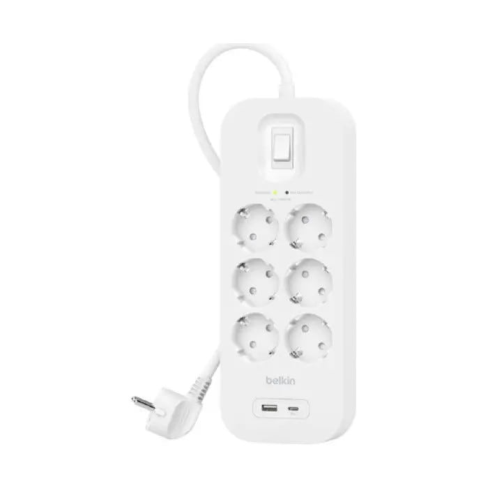Φωτογραφία προϊόντος: GR Belkin Surge 6 sockets 650J, 18W, USB A + C