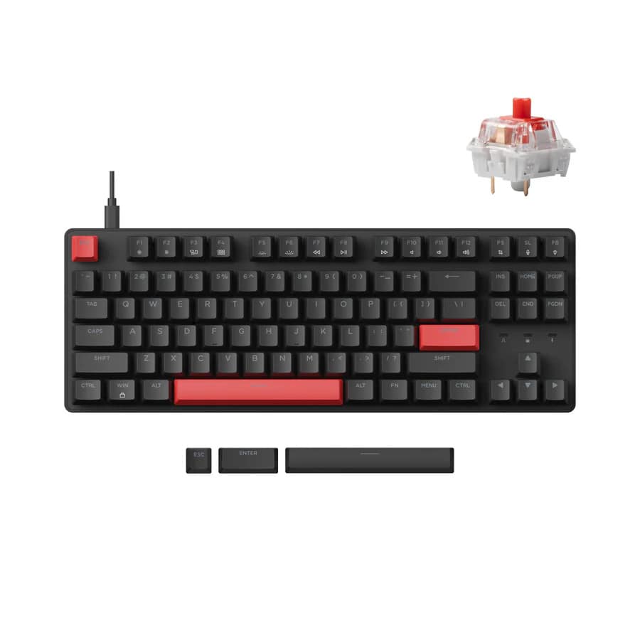 Φωτογραφία προϊόντος: Keychron Lemokey X1 (X1-A1) QMK/VIA Wired Mechanical Keyboard TKL 80% Red Switch US Layout