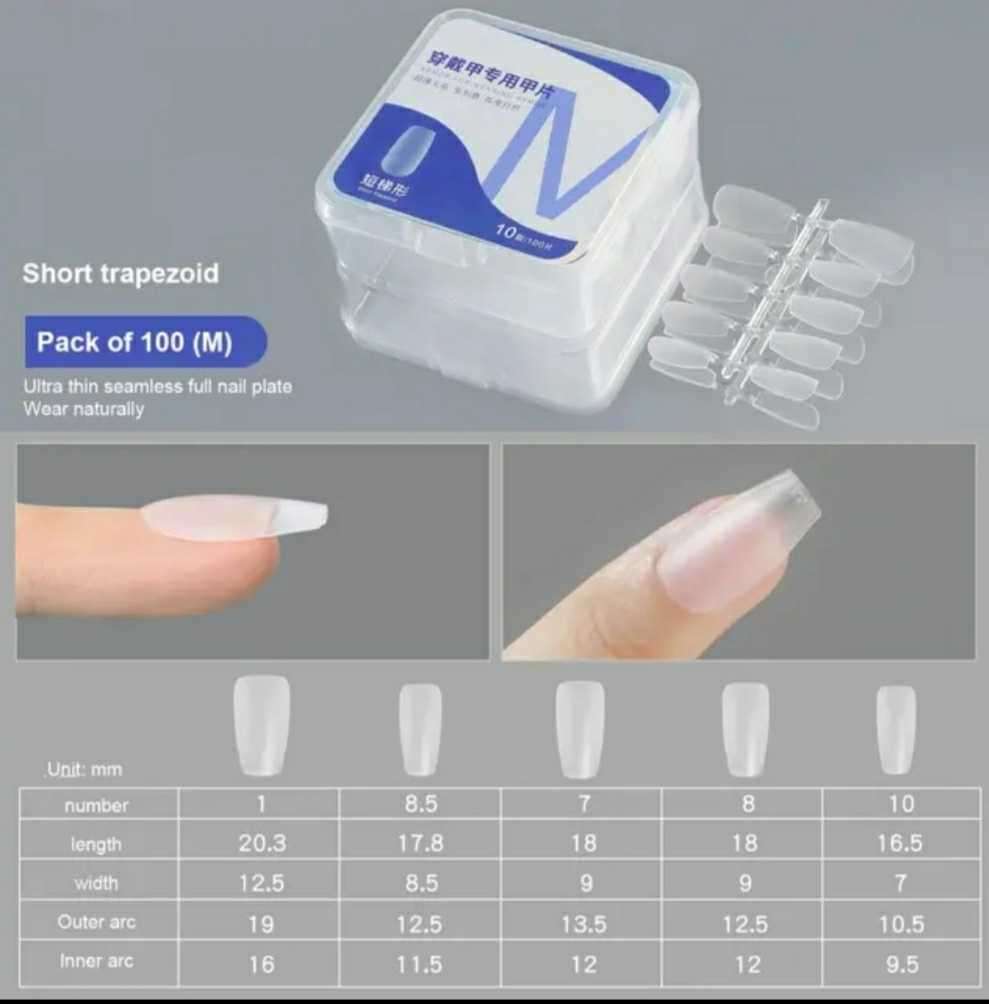 Φωτογραφία προϊόντος: Tips νυχιών matte Short trapezoid - 100 τμχ