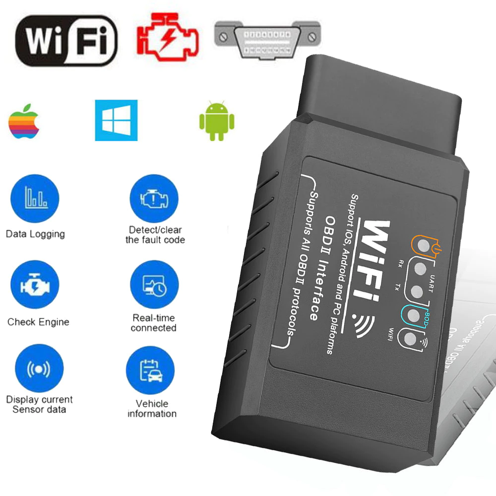 Φωτογραφία προϊόντος: Διαγνωστικό OBD2 ELM327 με WiFi για Android και iOS Μαύρο
