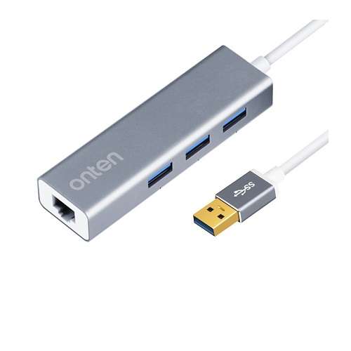 Φωτογραφία προϊόντος: Onten OTN-5221 USB 3.0 Hub 3 θυρών με σύνδεση USB-A / Ethernet (Ασημί)
