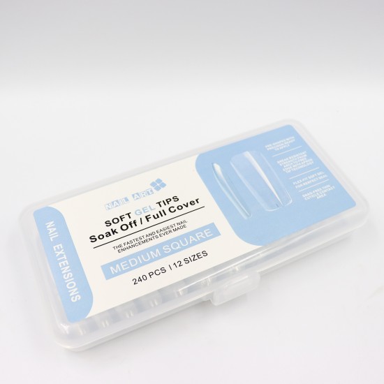 Φωτογραφία προϊόντος: Soak-off Gel Tips Medium Τετράγωνα, 240 τμχ (12 μεγέθη)