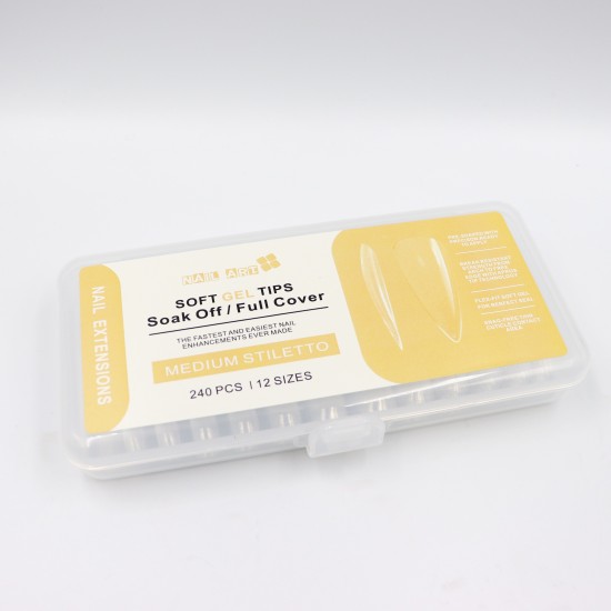 Φωτογραφία προϊόντος: Soak off gel tips medium Stiletto 240 τμχ 12 μεγέθη
