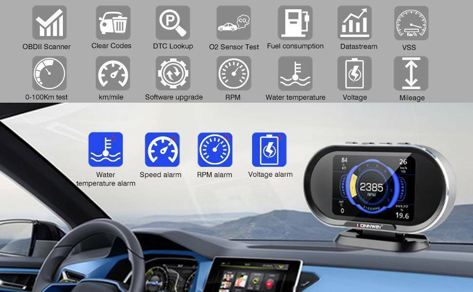 Φωτογραφία προϊόντος: Konnwei ψηφιακό Head up display αυτοκινήτου OBDII KW206
