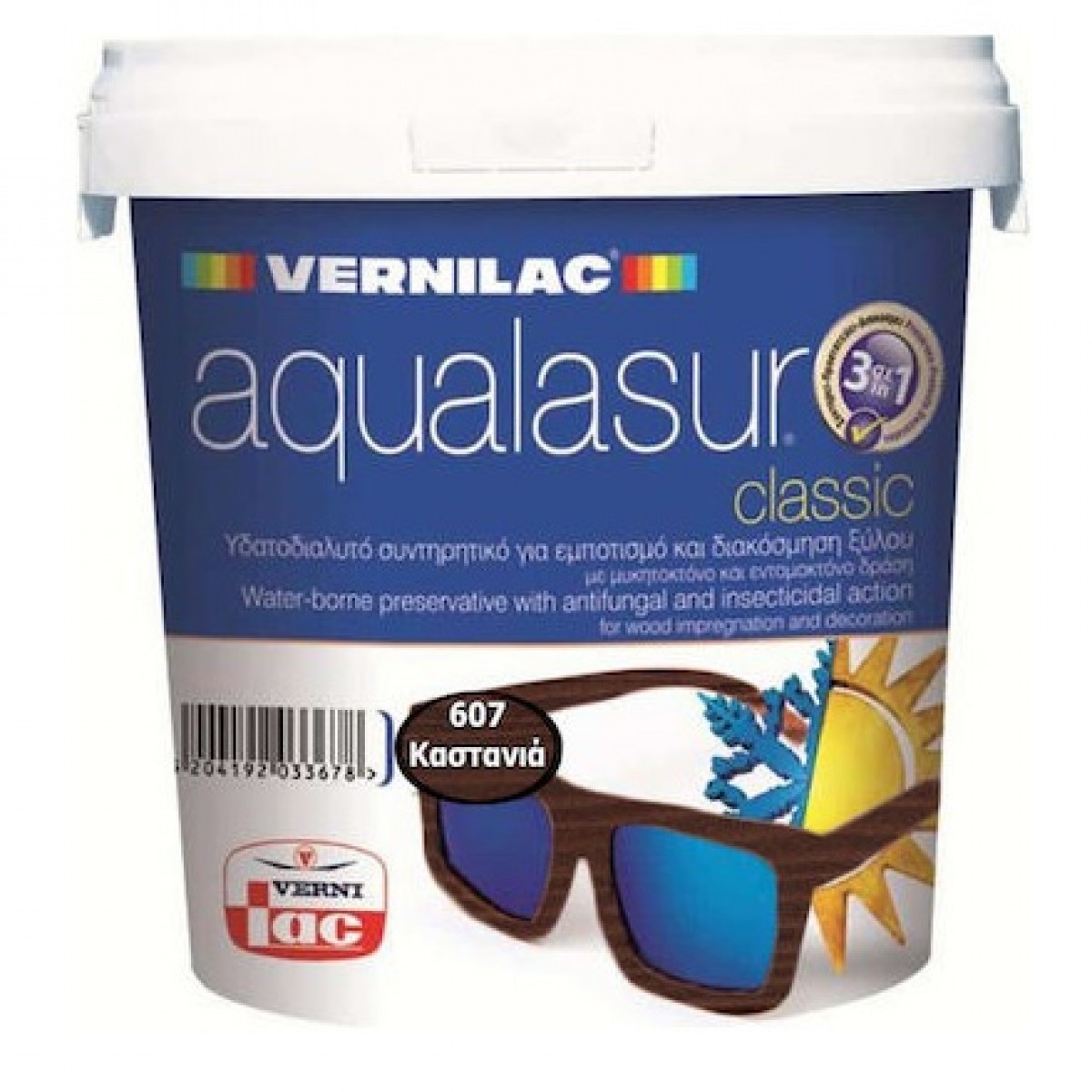 Φωτογραφία προϊόντος: VERNILAC Aqualasur Classic Βερνίκι Εμποτισμού Νερού Νο607 Καστανιά 750ml
