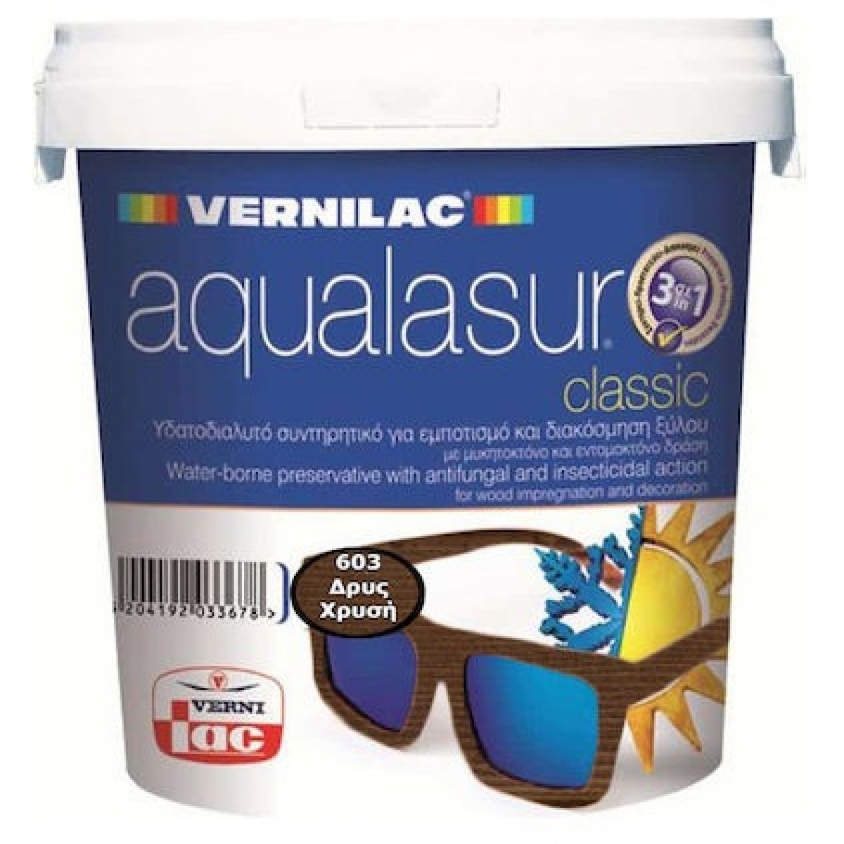 Φωτογραφία προϊόντος: VERNILAC AQUALASUR CLASSIC Βερνίκι εμποτισμού νερού Νο603 Δρυς χρυσή 750ml