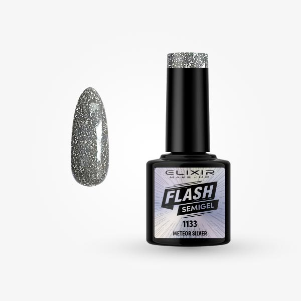 Φωτογραφία προϊόντος: Elixir Makeup Elixir Flash Semi Gel (Ημιμόνιμο Bερνίκι) - 1133 (Meteor Silver) 8ml