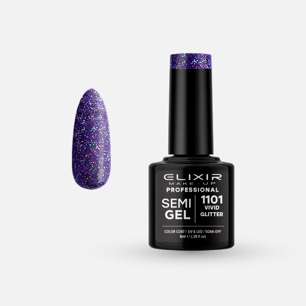 Φωτογραφία προϊόντος: Elixir Makeup Elixir Make-Up Semigel Nail Polish (Vivid Glitter) #1101 8ml