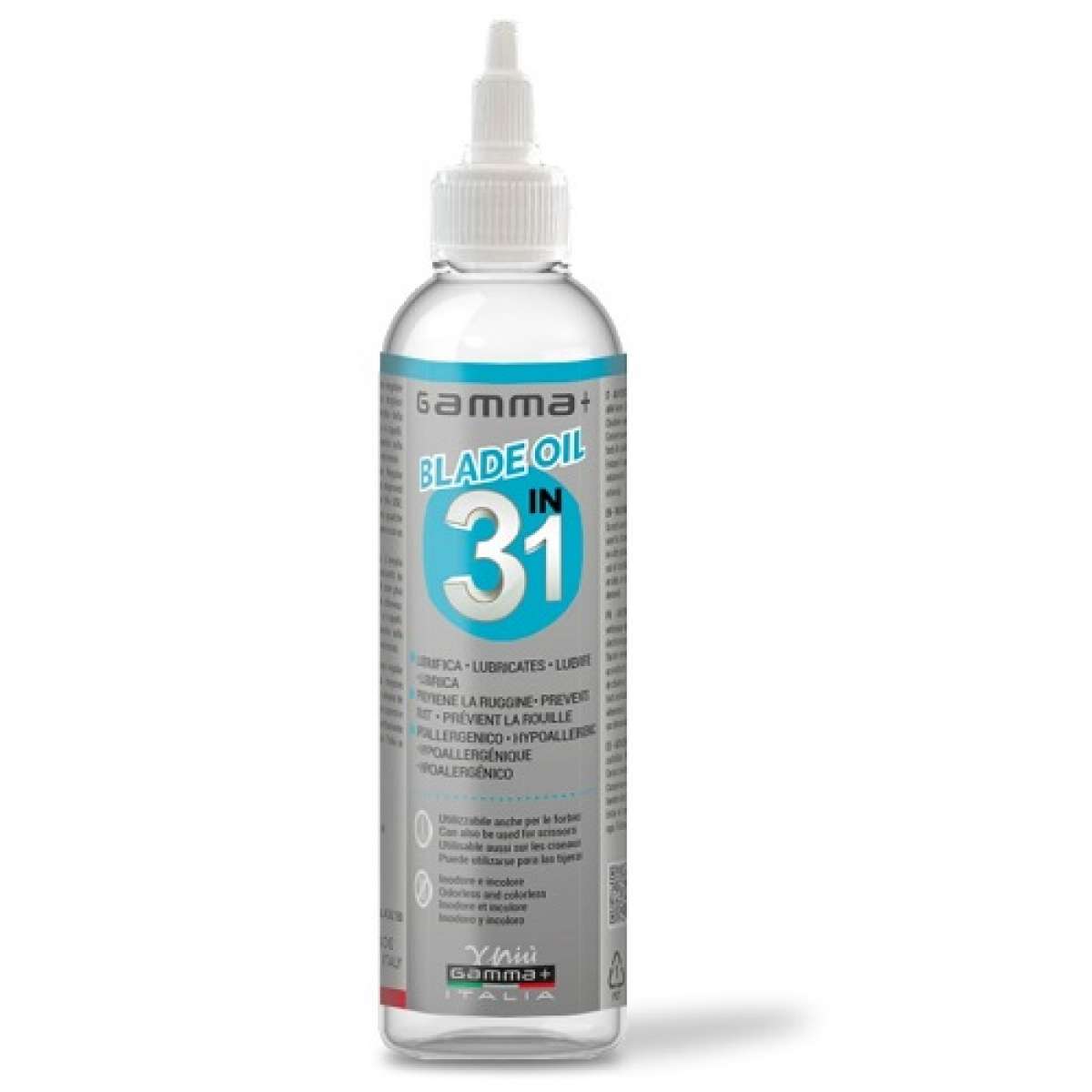 Φωτογραφία προϊόντος: GammaPiu Blade Oil 3‑in‑1 150 ml – Καθαριστικό + Λιπαντικό Λεπίδων Κουρευτικών