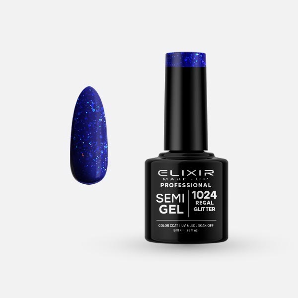 Φωτογραφία προϊόντος: Elixir Makeup Elixir Make-Up Semigel Nail Polish (Regal Glitter) #1024 8ml