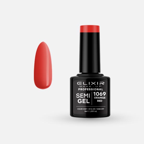 Φωτογραφία προϊόντος: Elixir Makeup Elixir Make-Up Semigel Nail Polish (Orange Red) #1069 8ml