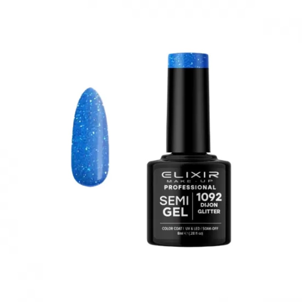 Φωτογραφία προϊόντος: Elixir Makeup Elixir Make-Up Semigel Nail Polish (Dijon Glitter) #1092 8ml