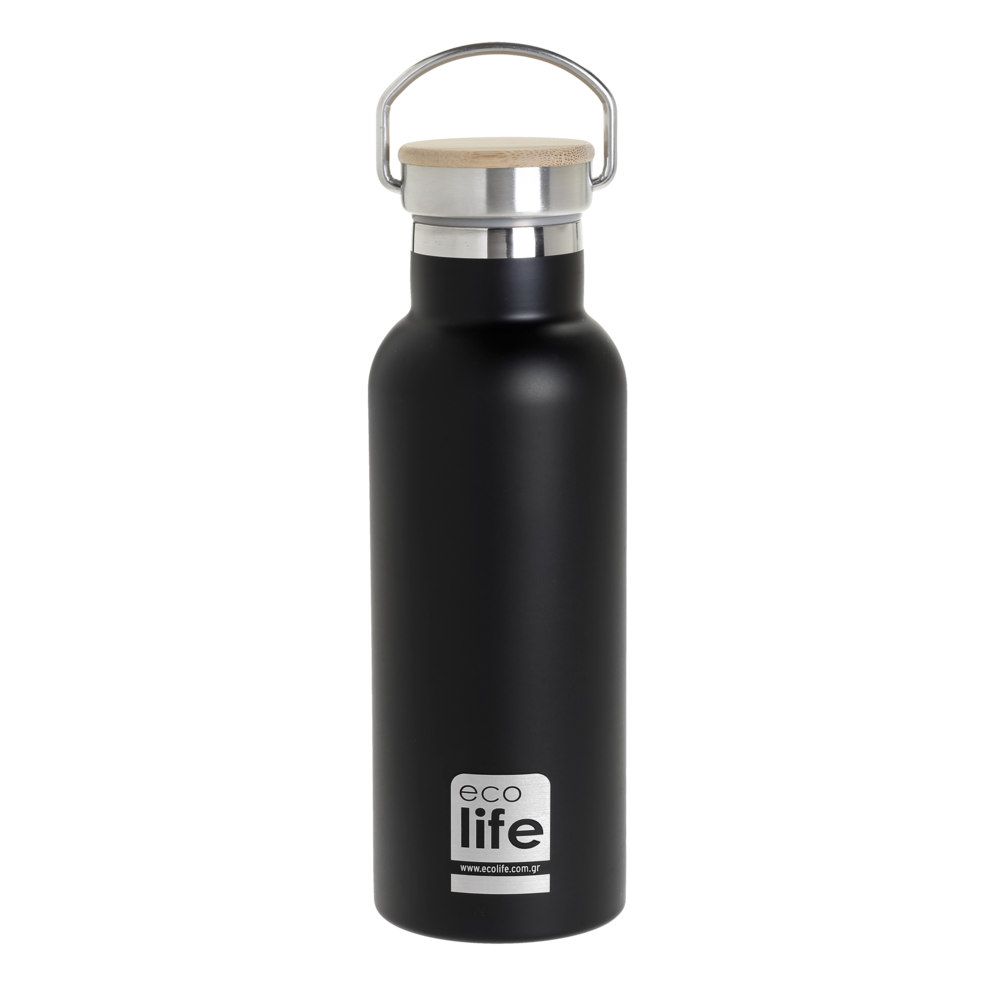 Φωτογραφία προϊόντος: Ecolife Θερμός Μαύρος 500ml με Καπάκι από Μπαμπού