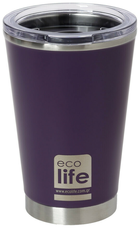 Φωτογραφία προϊόντος: Θερμός ανοξείδωτος Ecolife Coffee Dark Purple 370ml με διάφανο καπάκι