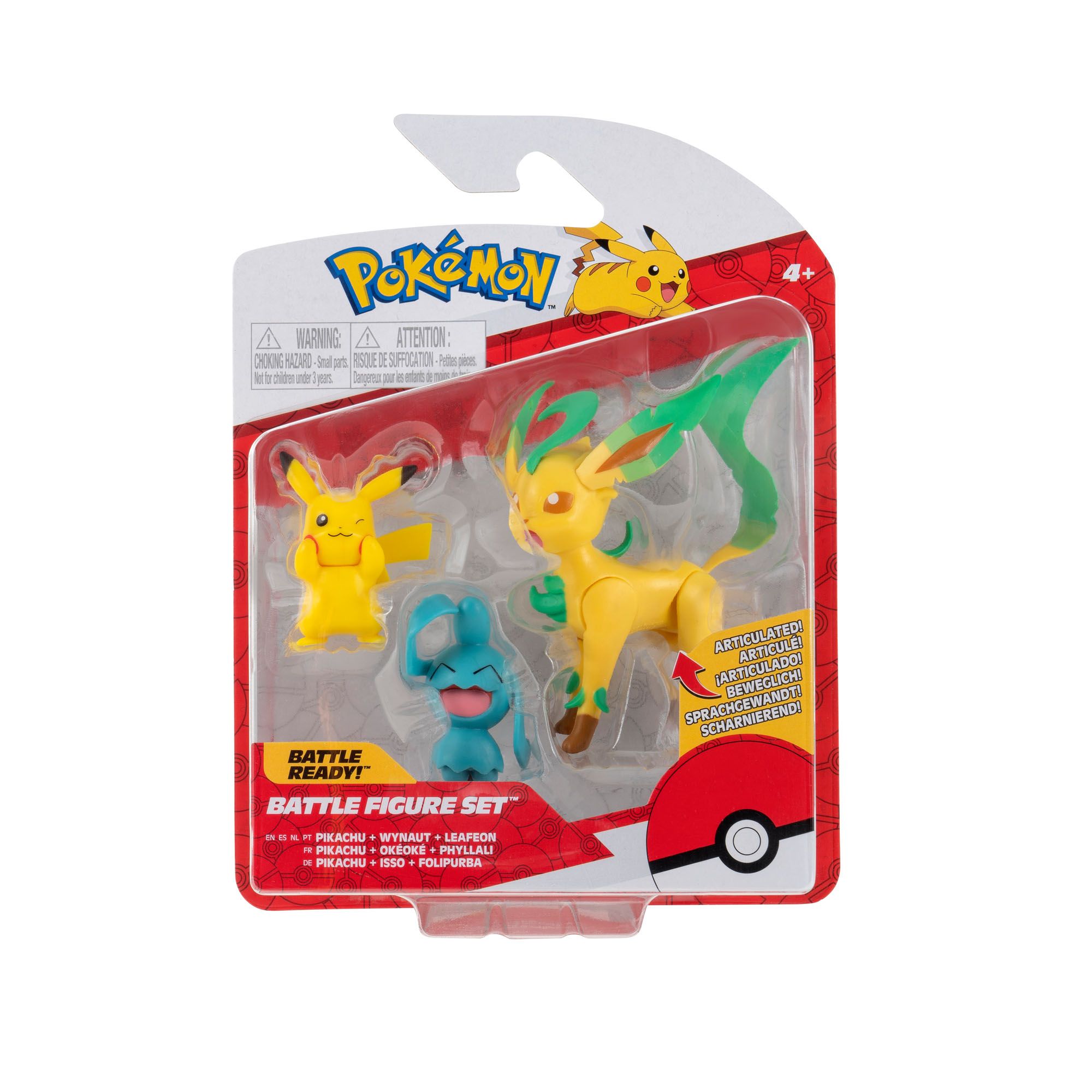 Φωτογραφία προϊόντος: Pokemon Φιγούρες 3 τεμάχια W10 Pikachu, Wynaut Leafeon – Jazwares