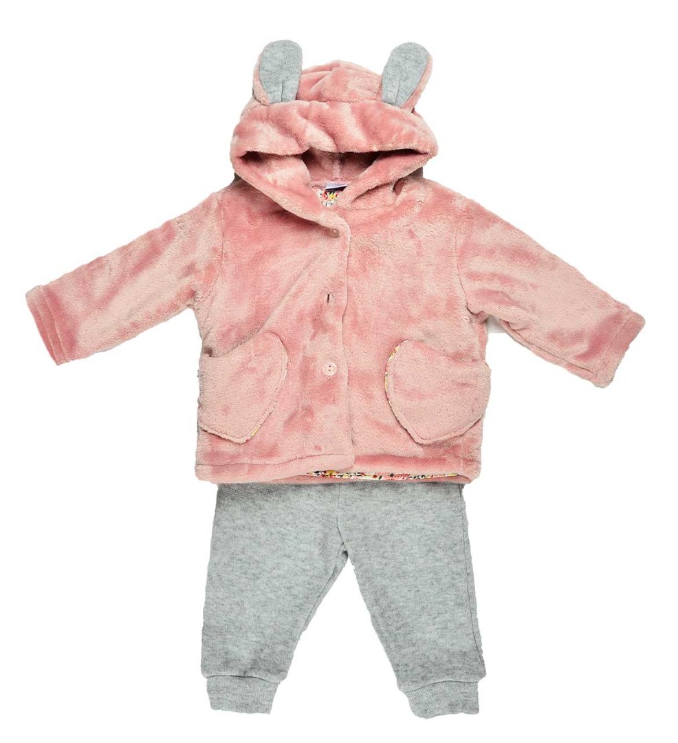 Φωτογραφία προϊόντος: All Stars Kids Fashion Βρεφικό σετ ζακέτα-μπλούζα-παντελόνι ροζ/γκρι 13708