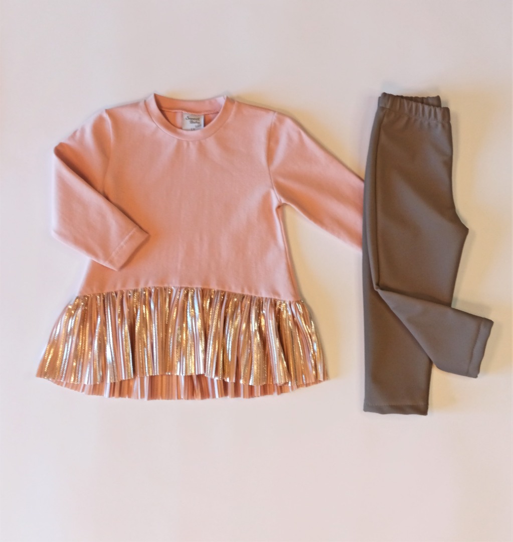Φωτογραφία προϊόντος: Sweet Baby Fashion Παιδικό σετ μπλούζα-κολάν ροζ/ γκρι B7166