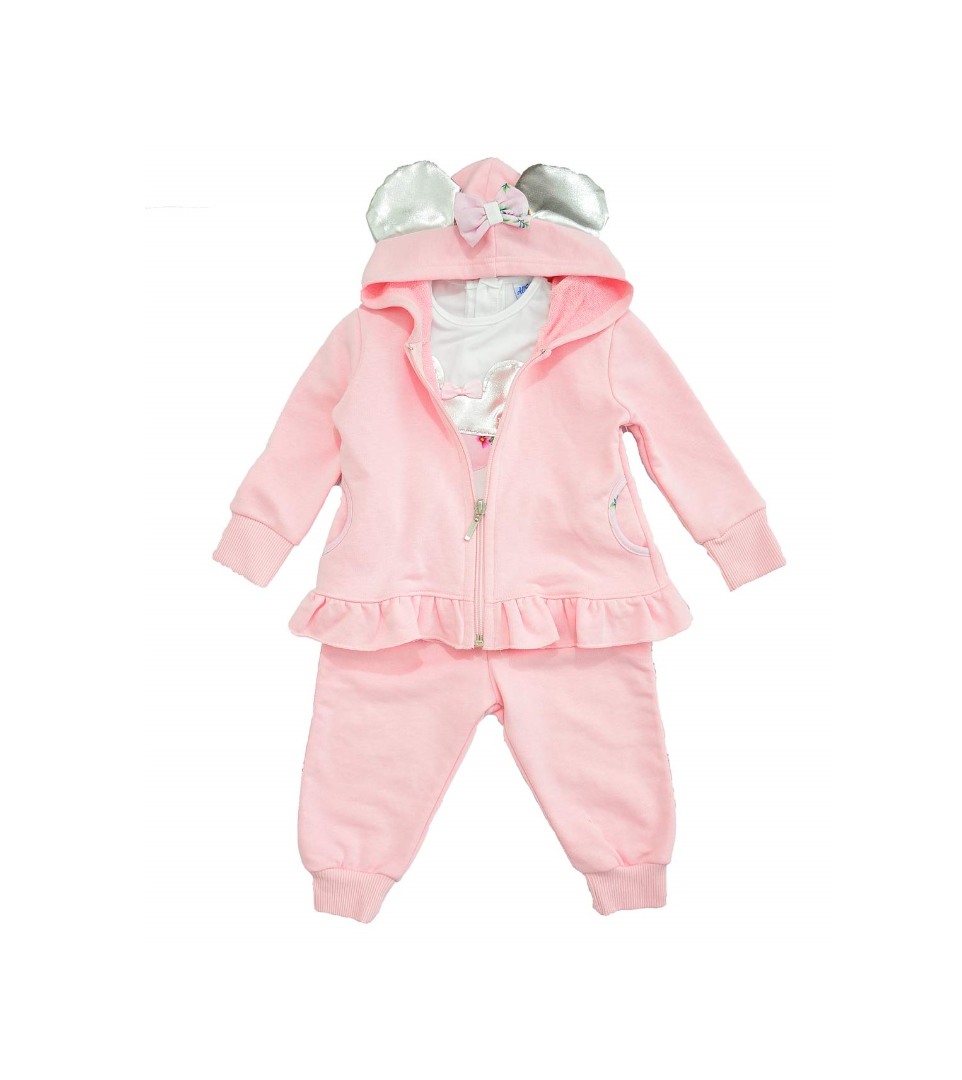 Φωτογραφία προϊόντος: All Stars Kids Fashion Βρεφικό Σετ Ζακέτα/ Μπλούζα/ Παντελόνι ροζ/ λευκό 14216