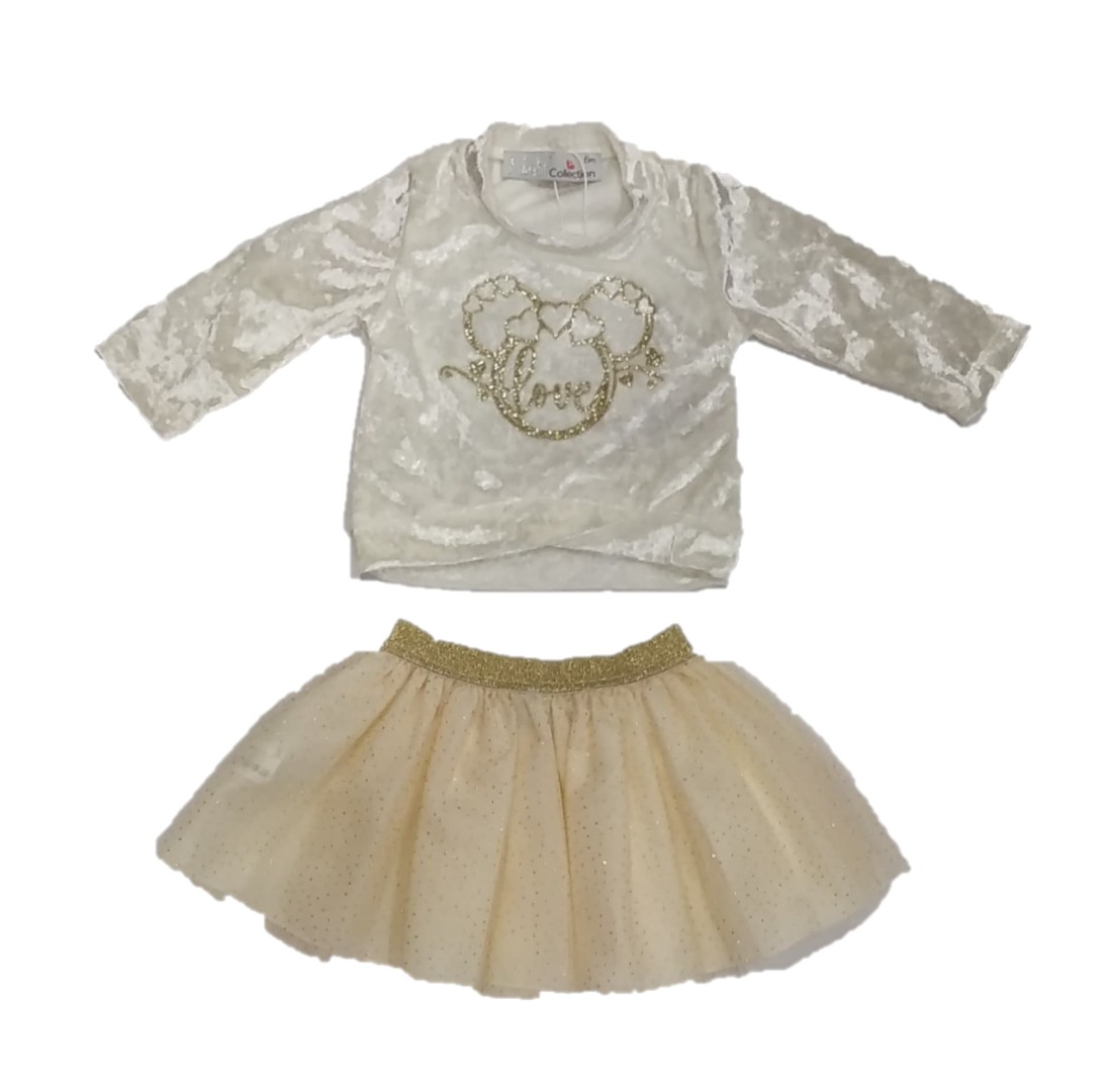 Φωτογραφία προϊόντος: M&B Kid's Fashion Σετ Φούστα Μπλούζα λευκό/μππεζ 1310