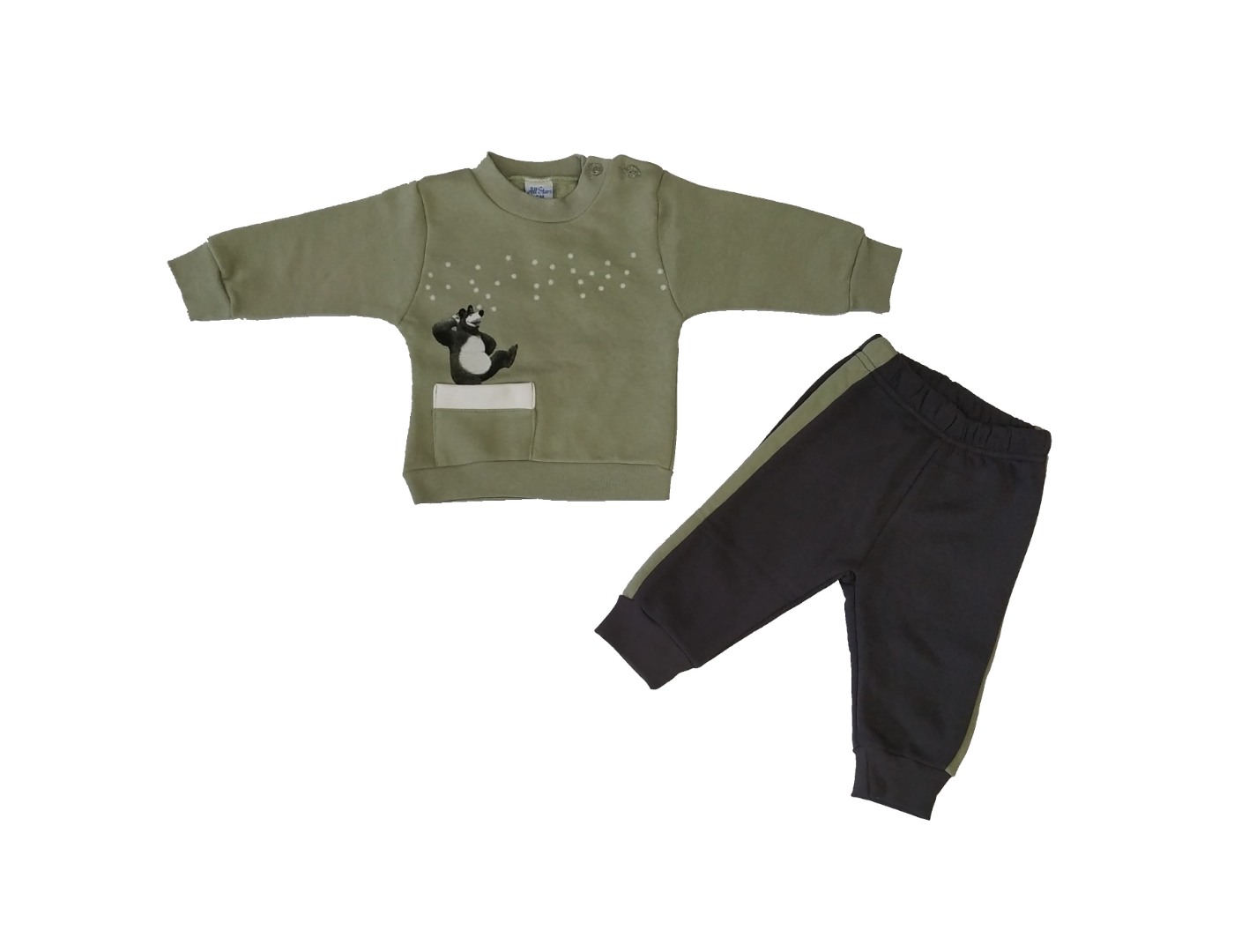 Φωτογραφία προϊόντος: All Stars Kids Fashion Βρεφικό Σετ Φόρμα Αρκούδος χακί/μαύρο 14768