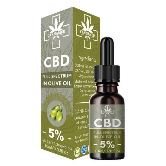 Φωτογραφία προϊόντος: CANNAMED 5% CBD Εκχύλισμα CO2 πλήρους φάσματος (Σε έξτρα παρθένο ελαιόλαδο)
