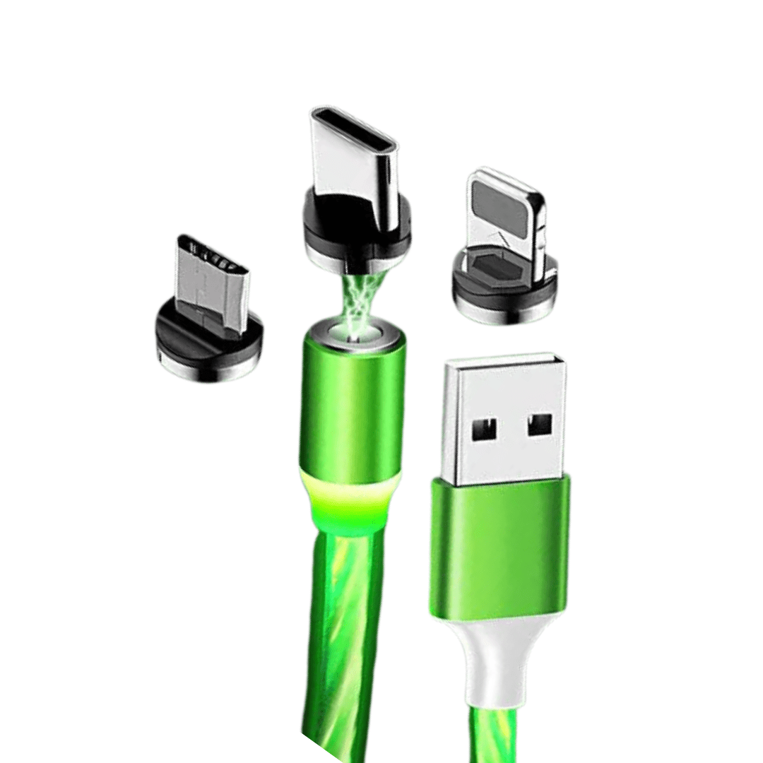 Φωτογραφία προϊόντος: X-CABLE 360 3πλό Φωτιζόμενο Μαγνητικό Καλώδιο Ταχείας Φόρτισης & Μεταφοράς Δεδομένων – Πράσινο