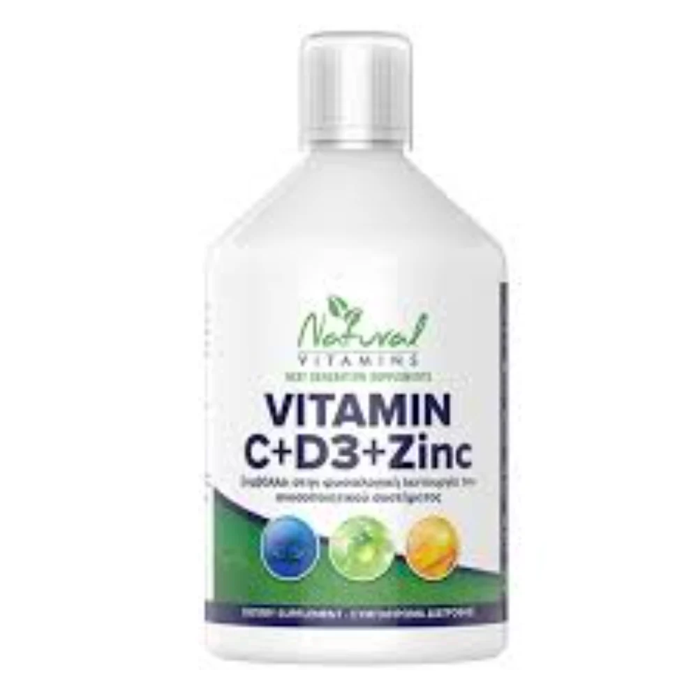 Φωτογραφία προϊόντος: Natural Vitamins Συμπλήρωμα Vitamin C + D3 + Zinc, 500ml