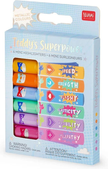 Φωτογραφία προϊόντος: LEGAMI SET OF 6 MINI HIGHLIGHTERS - TEDDY S SUPERPOWER ΜΙΝΙ ΥΠΟΓΡΑΜΜΙΣΤΕΣ