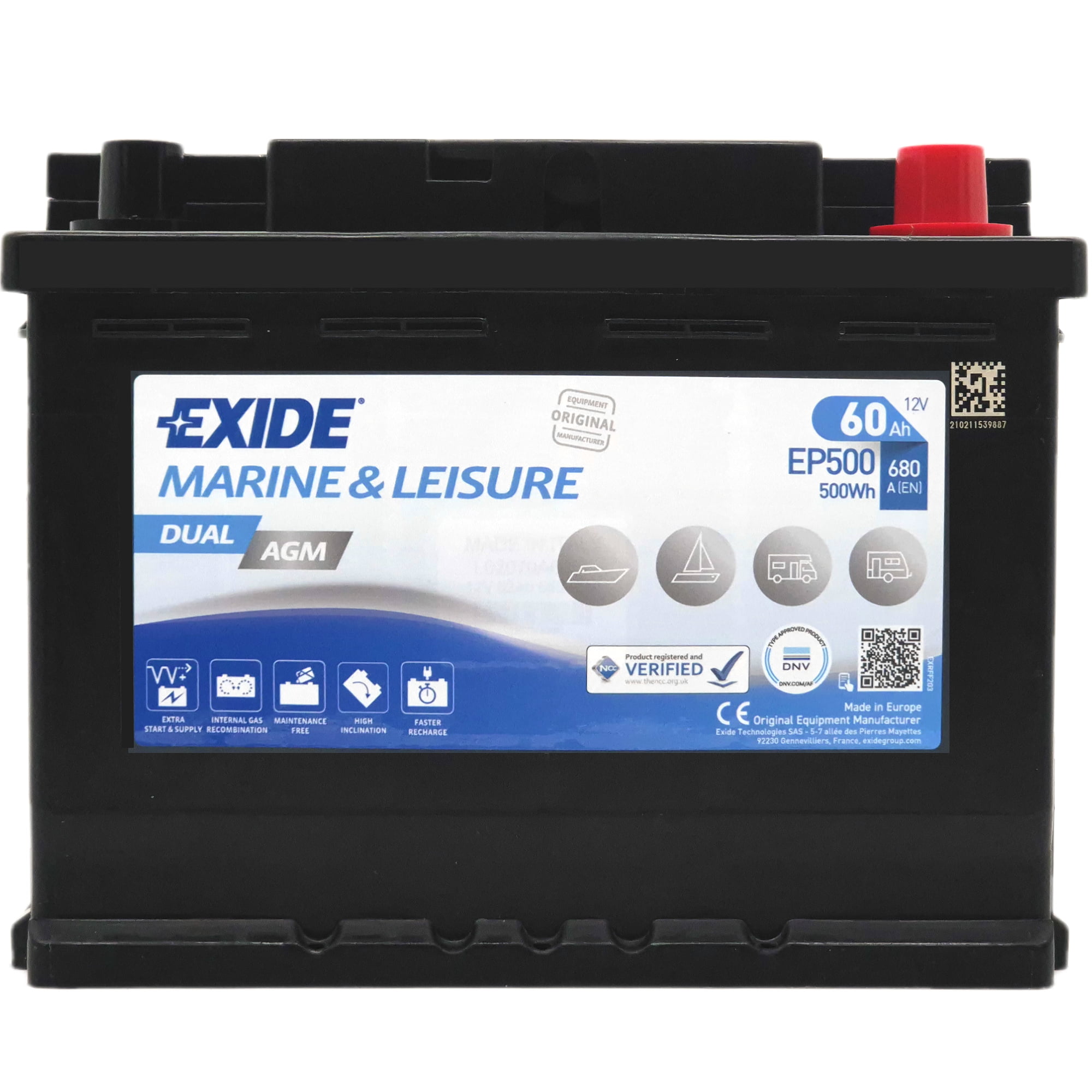 Φωτογραφία προϊόντος: EXIDE AGM EP500 12V 60Ah 680A (EN)