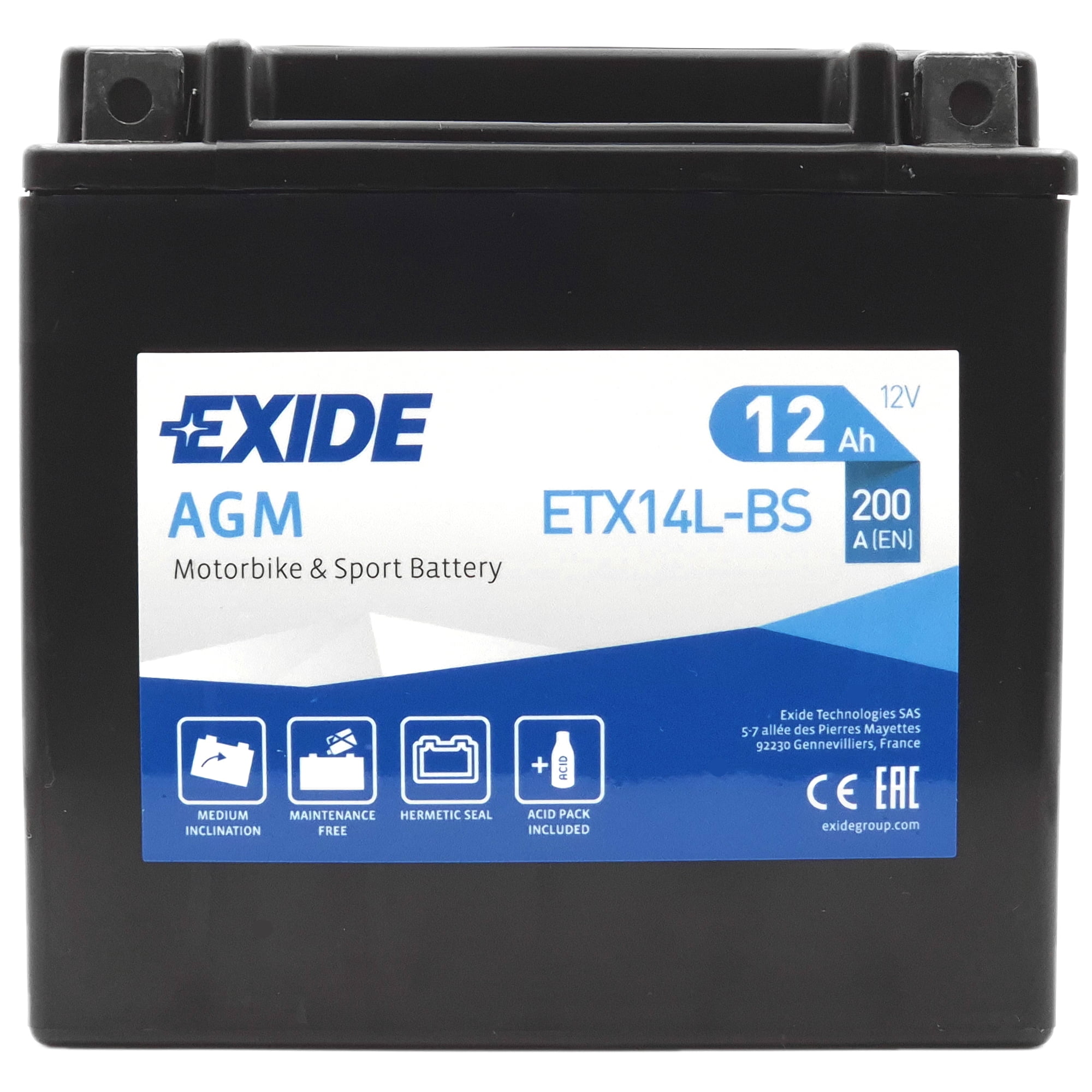 Φωτογραφία προϊόντος: EXIDE AGM ETX14L-BS 12V 12Ah 200A (EN)