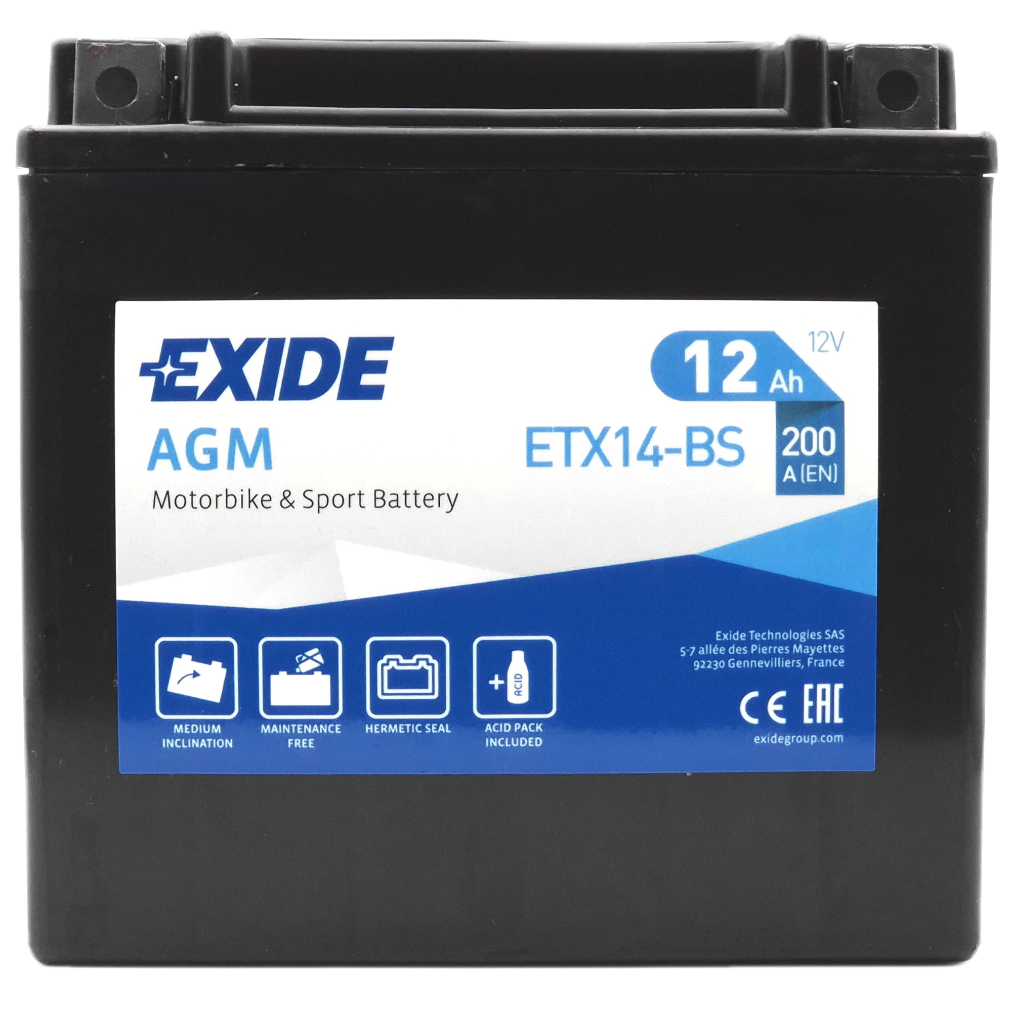Φωτογραφία προϊόντος: EXIDE AGM ETX14-BS 12V 12Ah 200A (EN)
