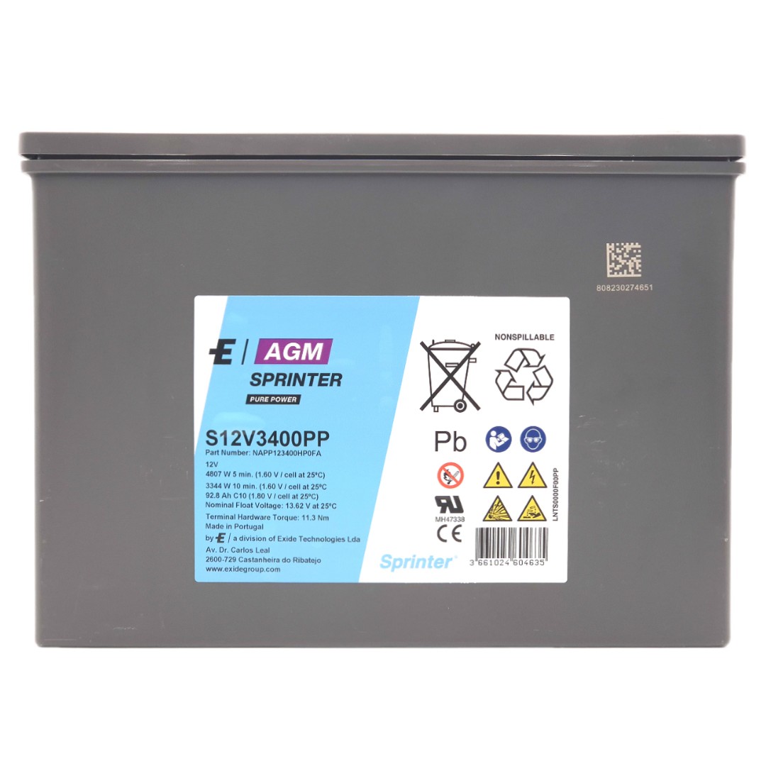 Φωτογραφία προϊόντος: EXIDE GNB EXIDE AGM SPRINTER S12V3400PP 12V 92.8Ah