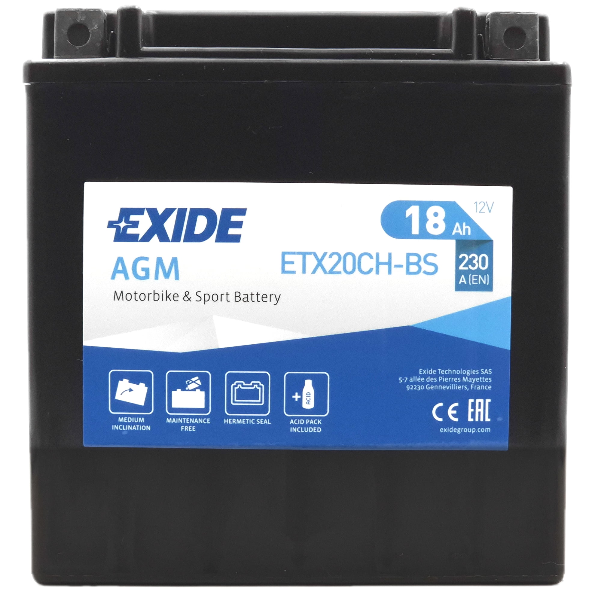 Φωτογραφία προϊόντος: EXIDE AGM ETX20CH-BS 12V 18Ah 230A (EN)
