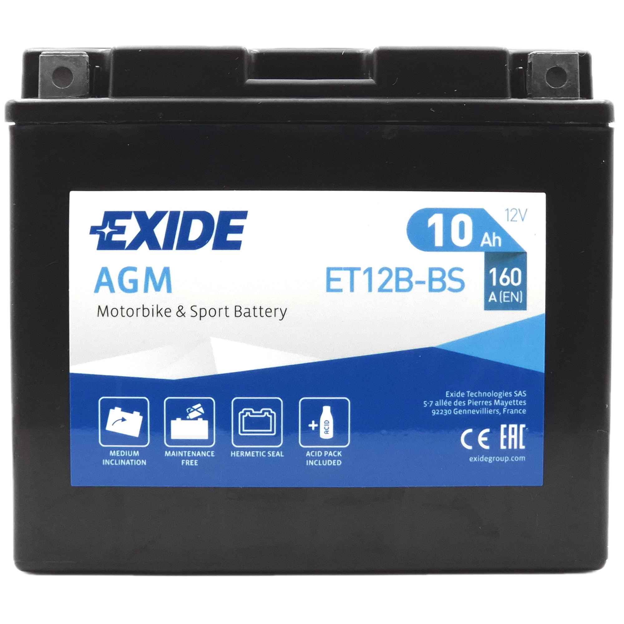 Φωτογραφία προϊόντος: EXIDE AGM ET12B-BS 12V 10Ah 160A (EN)