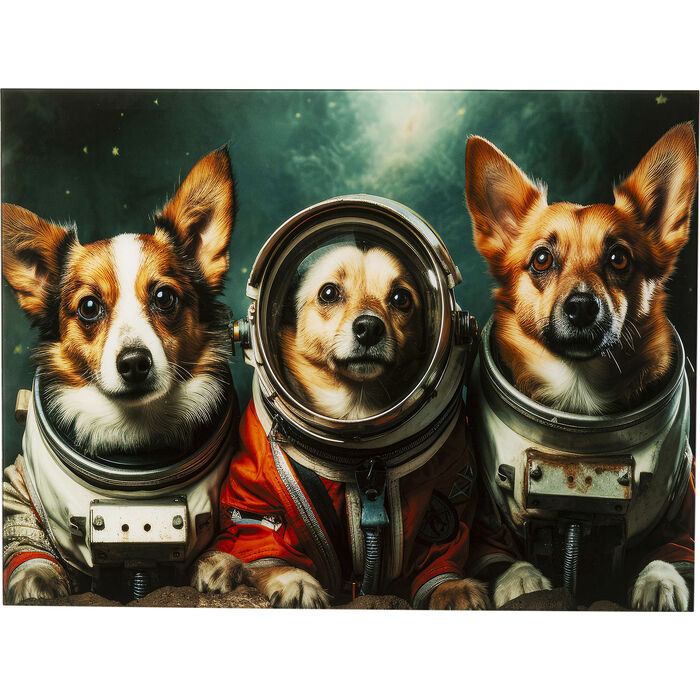 Φωτογραφία προϊόντος: KARE Glass Picture «Astronauts Dogs» 80x60cm - Πολύχρωμο