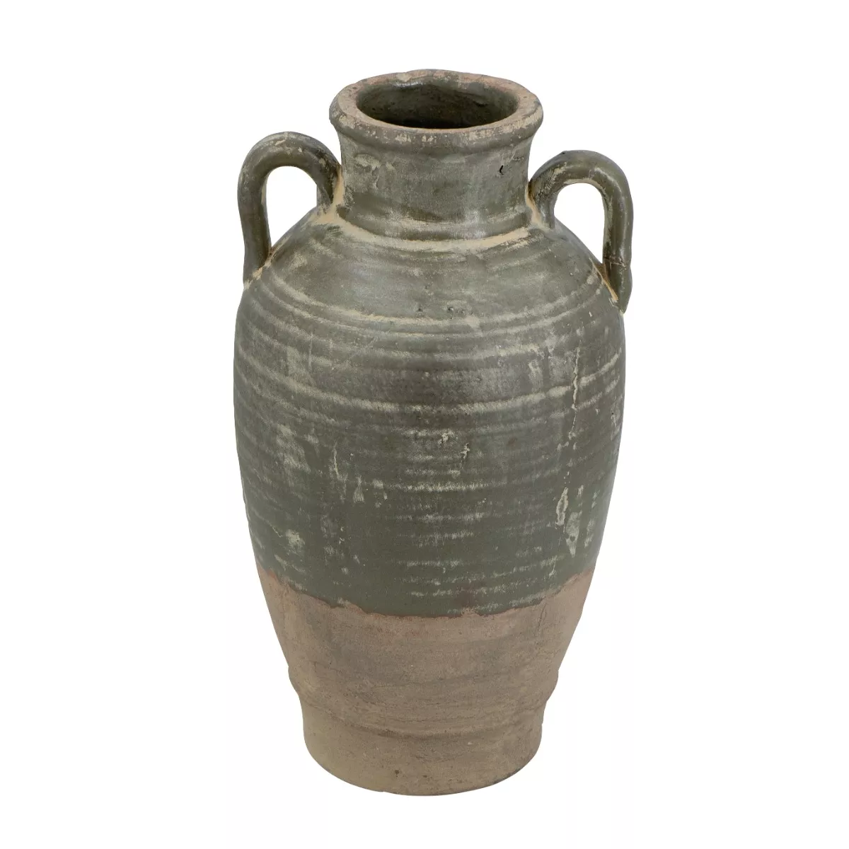Φωτογραφία προϊόντος: Artekko Antique Βάζο από Τερακότα σε Πράσινη με Μπεζ Αποχρώση (22x22x40)cm