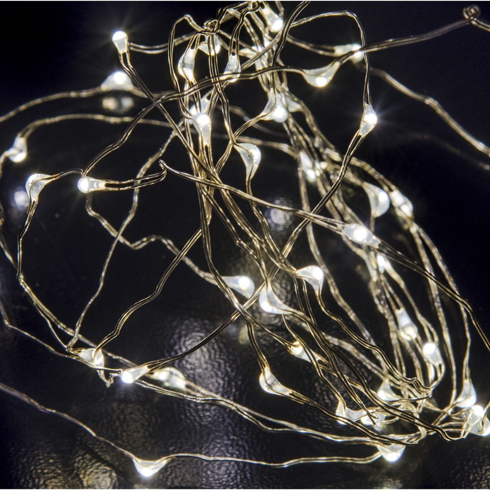 Φωτογραφία προϊόντος: 100 microLED ασημί/λευκό σταθερό, για εσωτερικό & εξωτερικό, 1000cm (Iliadis 73506)
