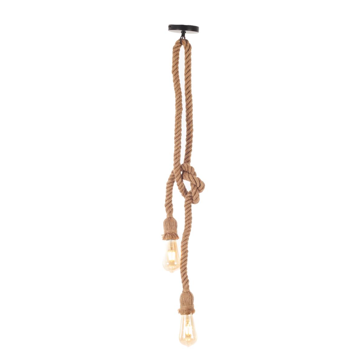 Φωτογραφία προϊόντος: Artekko Hemp Rope Φωτιστικό Οροφής 2φωτο (Ε27) με Σχοινί 10x10x100cm