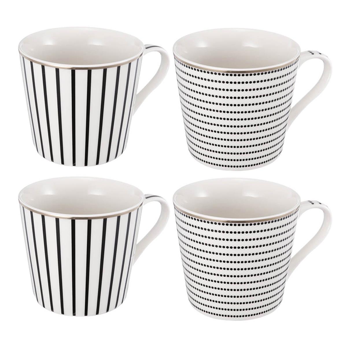 Φωτογραφία προϊόντος: Artekko Iqorser Κούπες Bone China Πορσελάνη Λευκό/Μαύρο (10x13.5x9)cm Σετ/4