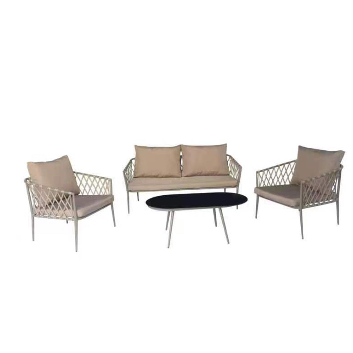Φωτογραφία προϊόντος: Artekko Rattan Καναπές 160x75x72cm + 2 Πολυθρόνες 76x75x72cm + Τραπέζι 110x55x42cm με Τζάμι