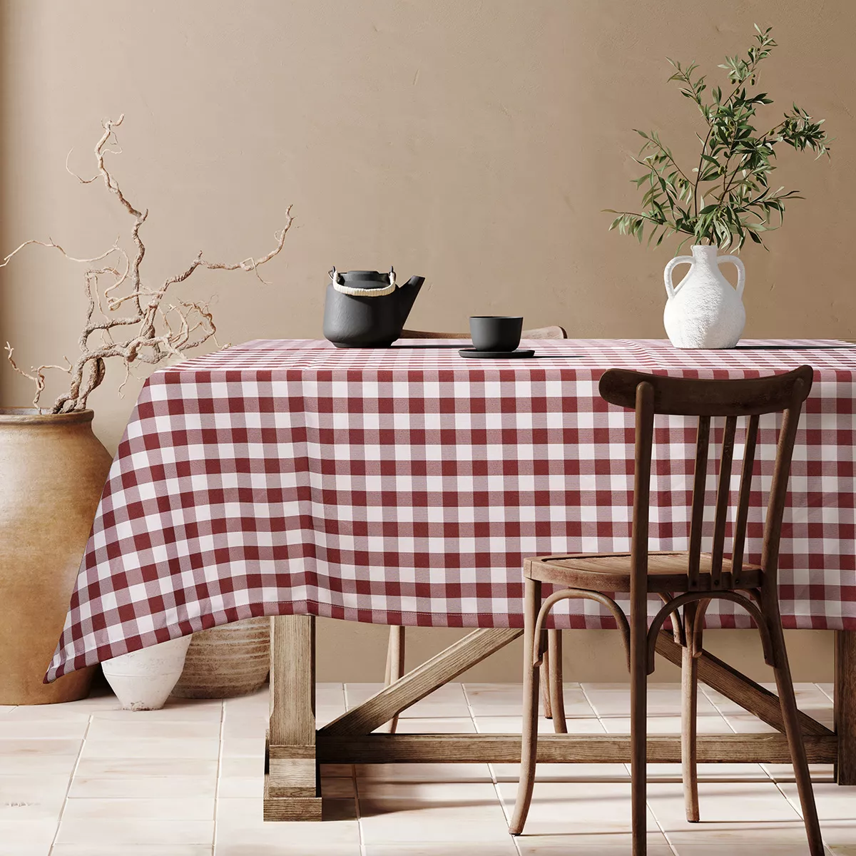 Φωτογραφία προϊόντος: Beauty Home Επαγγελματικό Τραπεζομάντηλο Checks Art Ε8494 145x220 Κόκκινο 145x220