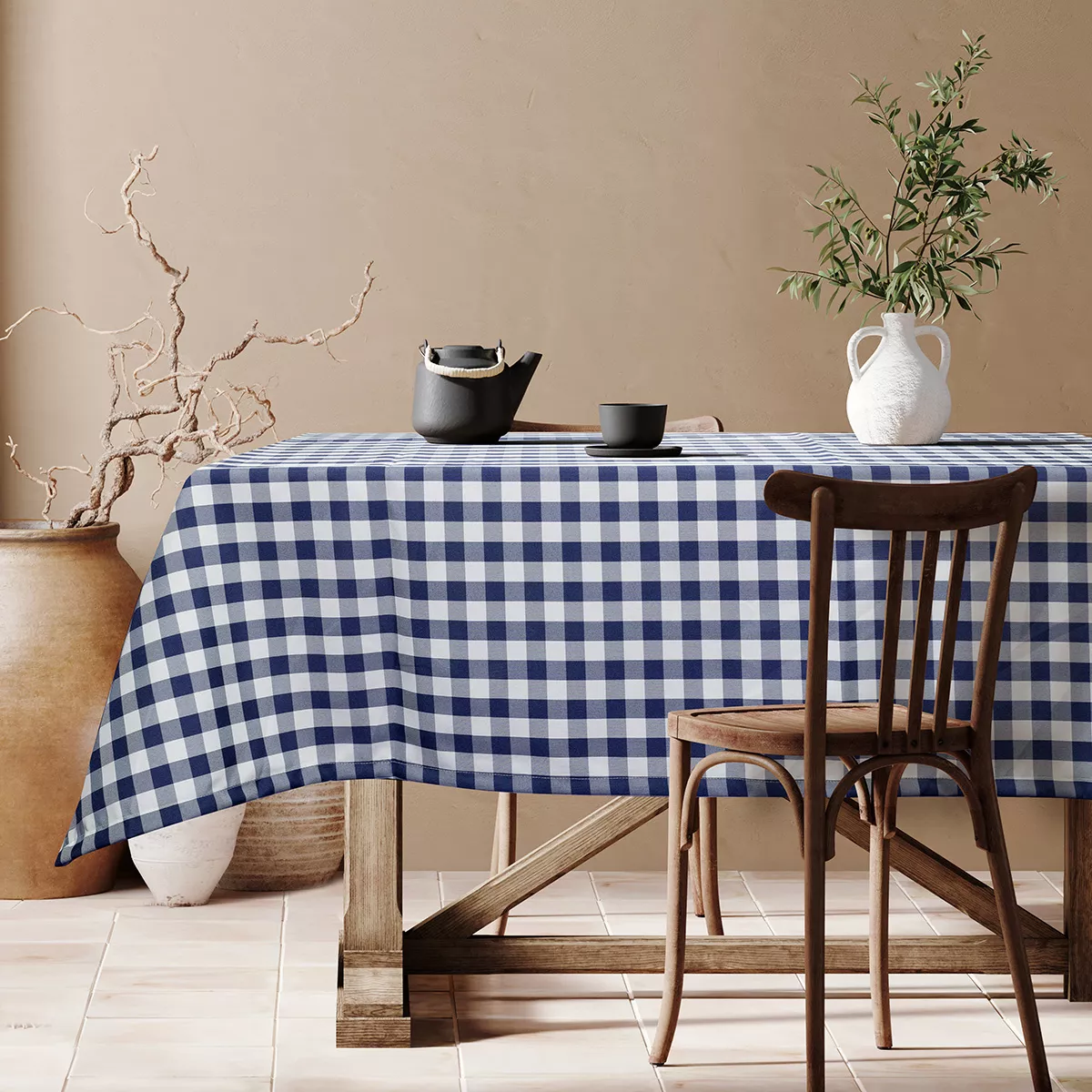 Φωτογραφία προϊόντος: Beauty Home Επαγγελματικό Τραπεζομάντηλο Checks Art Ε8033 145x180 Μπλε σκούρο (145x180)